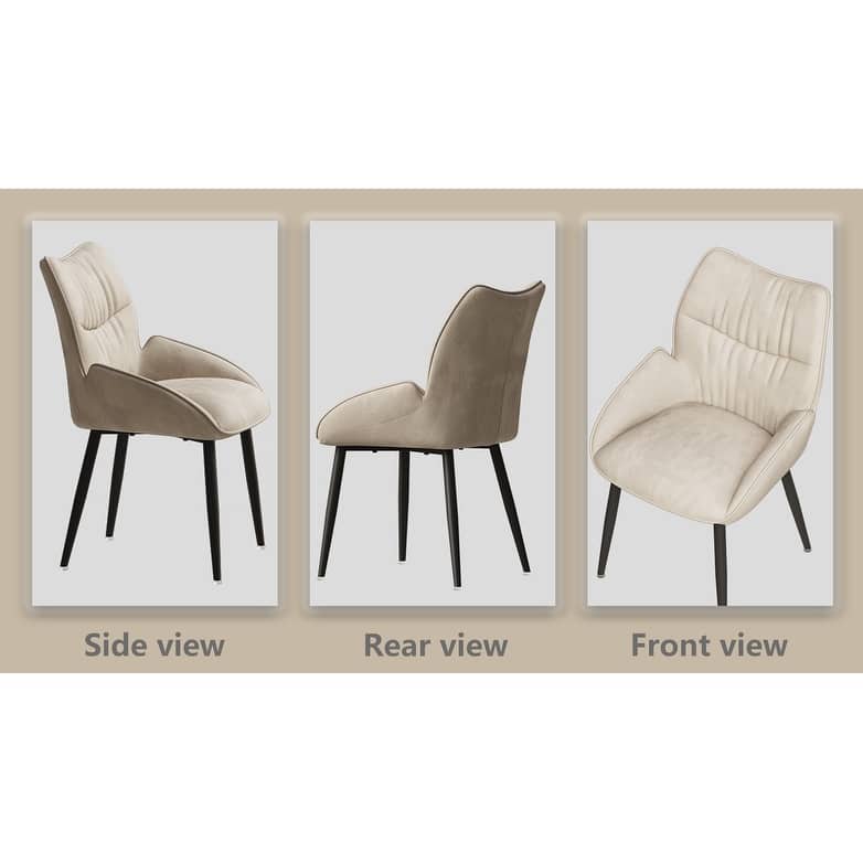 Dining Chairs Set of 2, Velvet Accent Chair Modern Kitchen Arm Chairs Upholstered Chair with Metal Legs for Kitchen