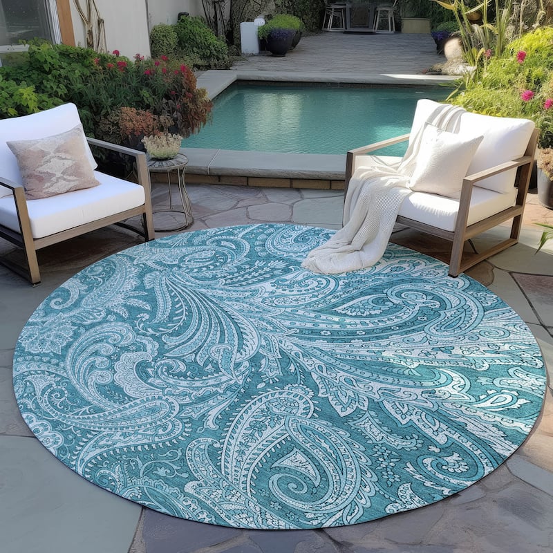 Machine Washable Indoor/ Outdoor Chantille Paisley Traditional Rug