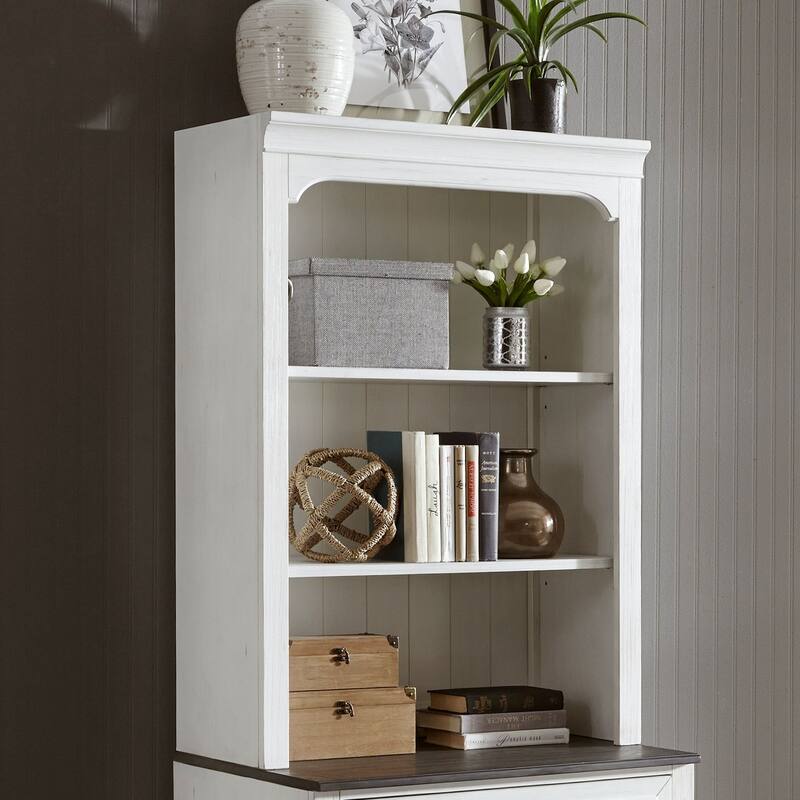 Allyson Park Wirebrushed White & Charcoal Bunching Lateral File Hutch - White/Grey