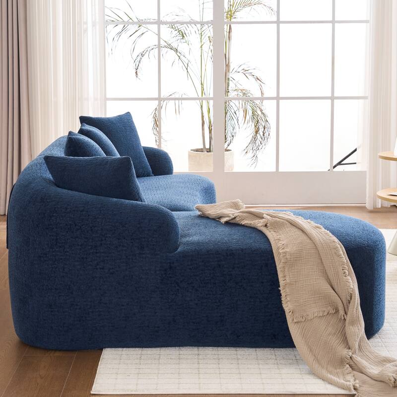 Full Compression Sponge L-Shape Sectional Sofa with Curved Chaise
