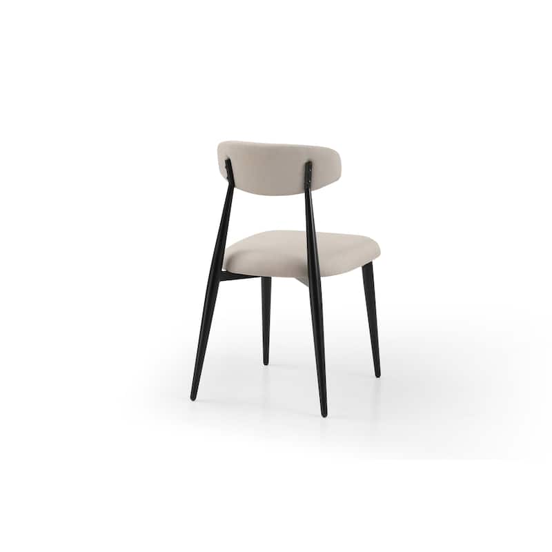 Modern Dining Chairs Set of 2, Curved Backrest Round Upholstered and Metal Frame