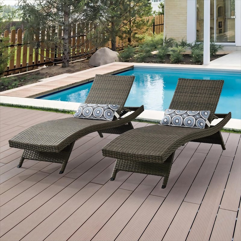 All Weather Wicker Chaise Lounge - Set of 2 - Nature
