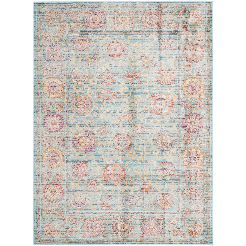 SAFAVIEH Sevilla Kacandone Traditional Oriental Viscose Rug - Light Blue/Multi - 4' x 5' 7"