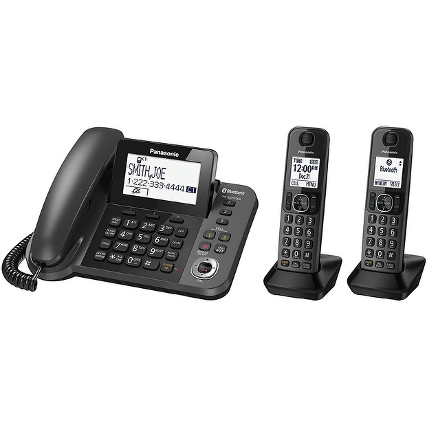 Cordless Phone w// DECT 6.0 Refurbished Panasonic KX-TGF382M 3 Handset Corded