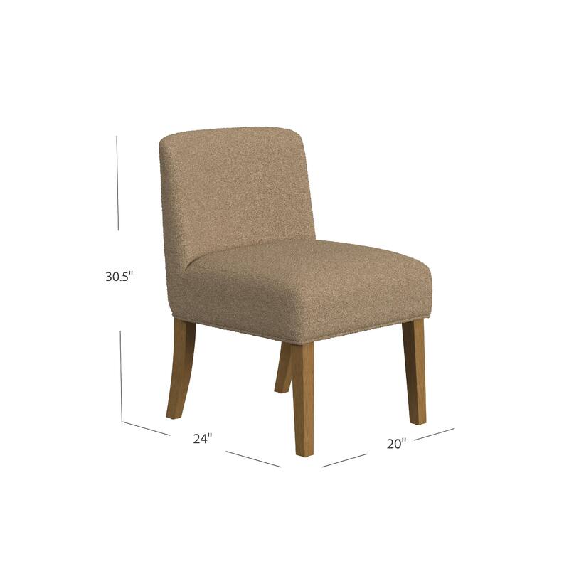 Kip Dining Chair with Honey Oak Wood Legs, Soft Brown Textured Boucle
