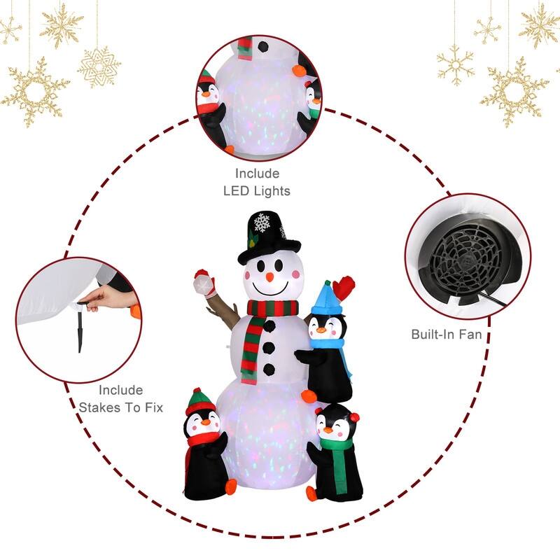 6 Ft. Christmas Snowman Inflatables Outdoor Decoration with LED Lights