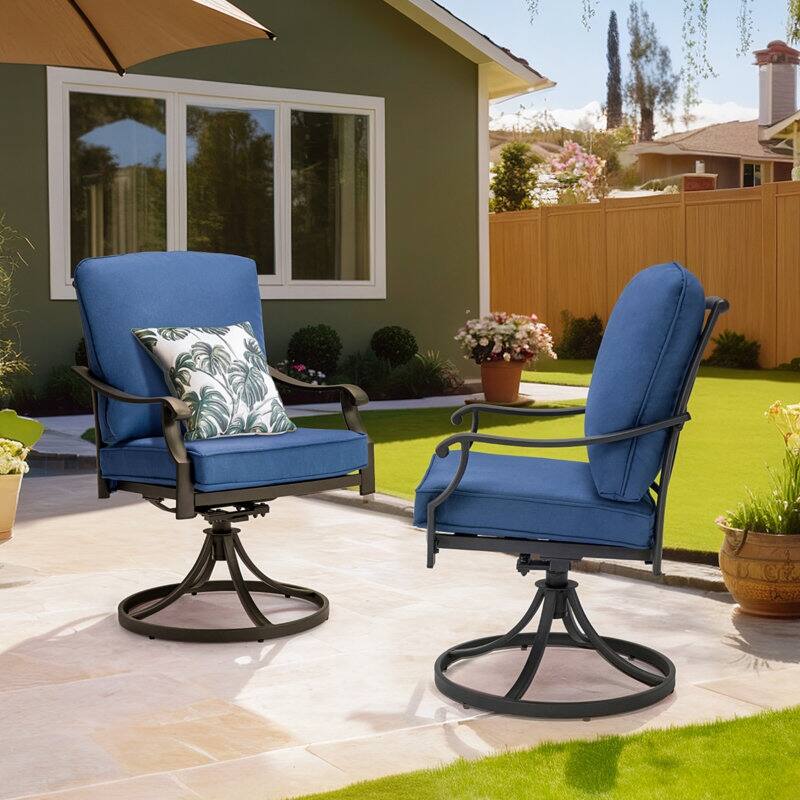 Outdoor Swivel Rocker Chairs Set of 2, Heavy-Duty 360° Swivel Patio Chairs with Cushions, All-Weather Steel Frame for Garden