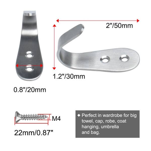 Shop 12pcs Wall Hooks Stainless Steel 50mm Hook Coat Wall Hanger W