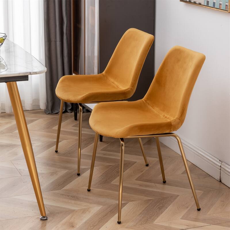 Set of 2 Modern Velvet Dining Chair with 4 Metal Legs