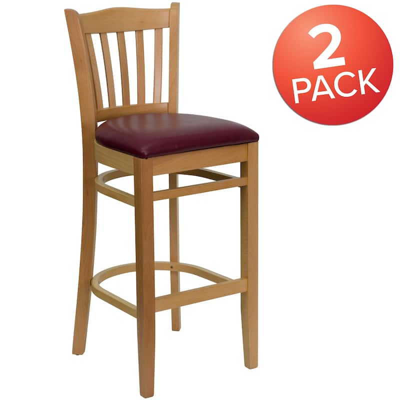 2Pk Vertical Slat Back Wood Restaurant Barstool - Hospitality Seating