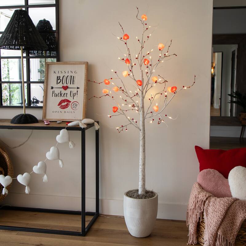 5-ft Pre-Lit Valentine's Day Twig Tree with 72 Heart Shaped LED Lights