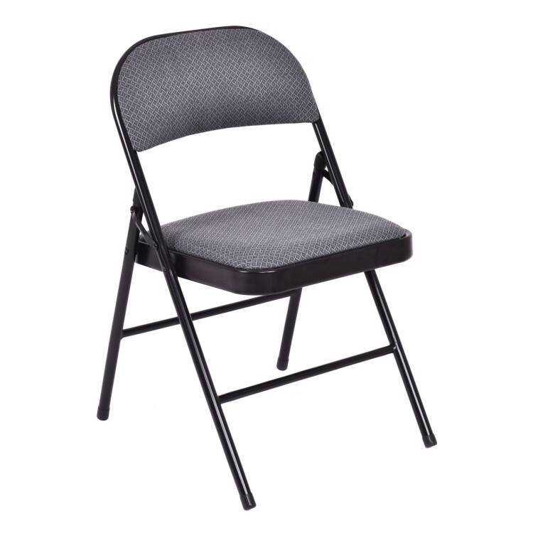 Black Fabric Upholstered Folding Chairs with Padded Seat and Sturdy Metal Frame - 18" x 20" x 30"
