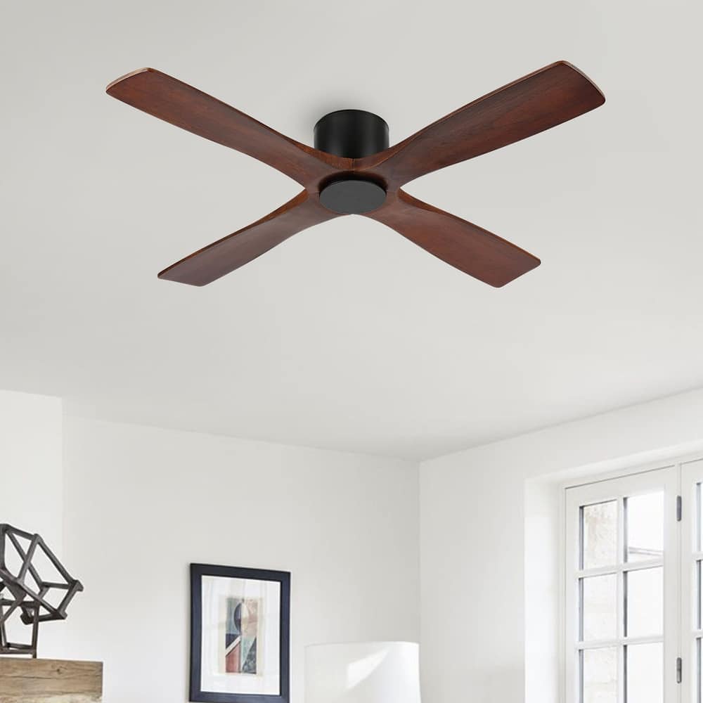 MLiAN 48" 4 Blades Indoor DC Flush Mount Ceiling Fan with Remote