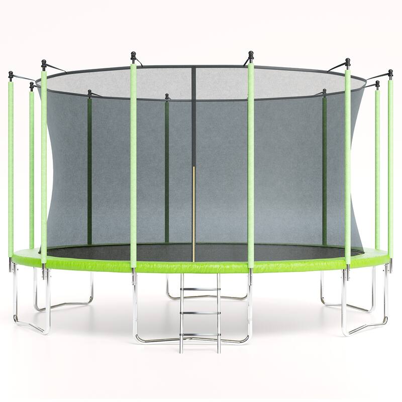 16FT Trampoline, Recreational Trampolines with Enclosure Net and Ladder - Green