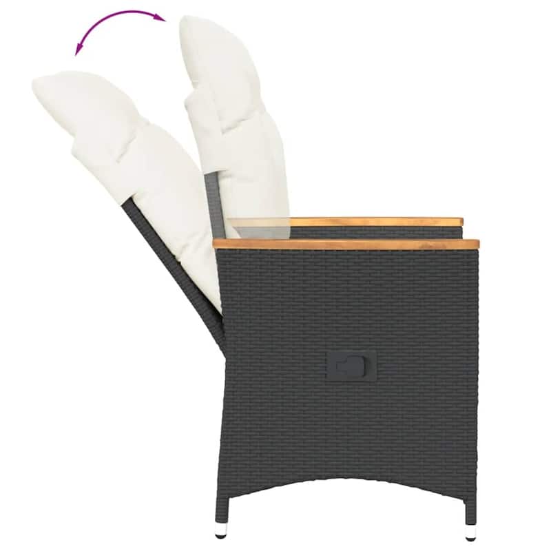 vidaXL Reclining Patio Chairs with Cushions Armchair Outdoor Seating Poly Rattan - 23.2 x 22.0 x 36.2