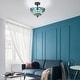 preview thumbnail 6 of 12, River of Goods Anna Metal and Blue Tiffany-Style Stained Glass Bowl Shade 13-Inch Semi-Flushmount Ceiling Light
