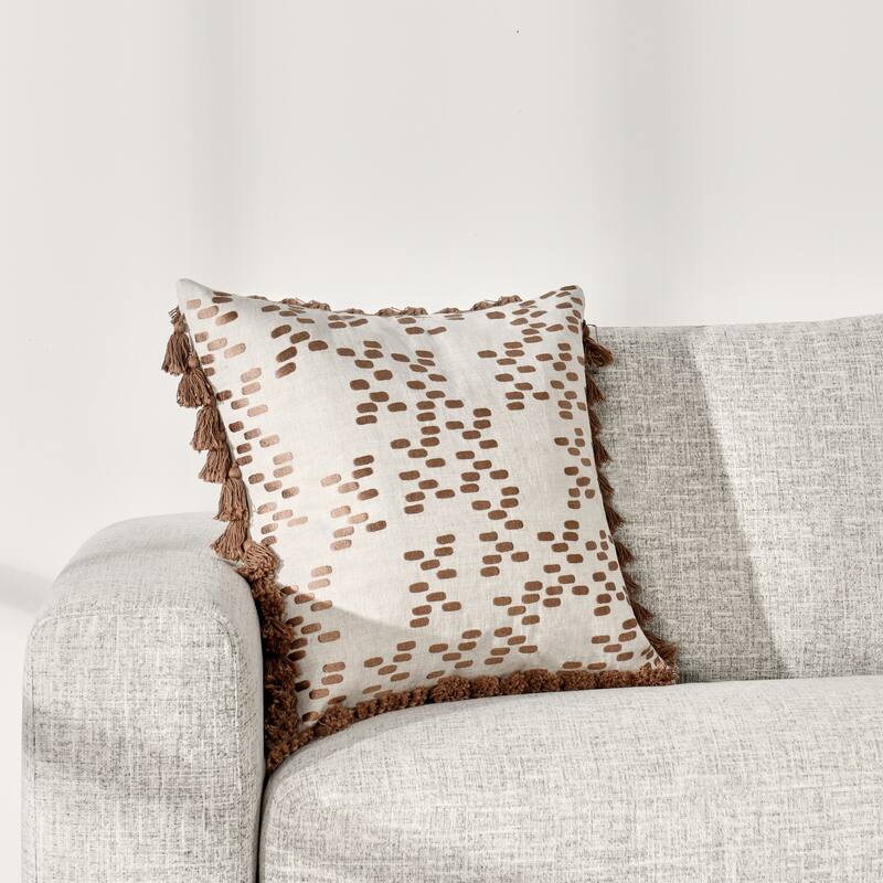 Villa by Classic Home Dane 22" Penny Brown Belgian Linen Throw Pillow