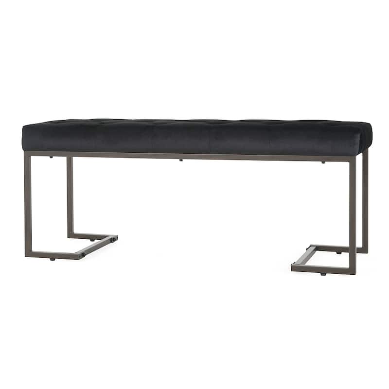 Roomfitters Upholstered Button Tufted Bench with Metal Frame, Entryway or Bedroom Accent Seat