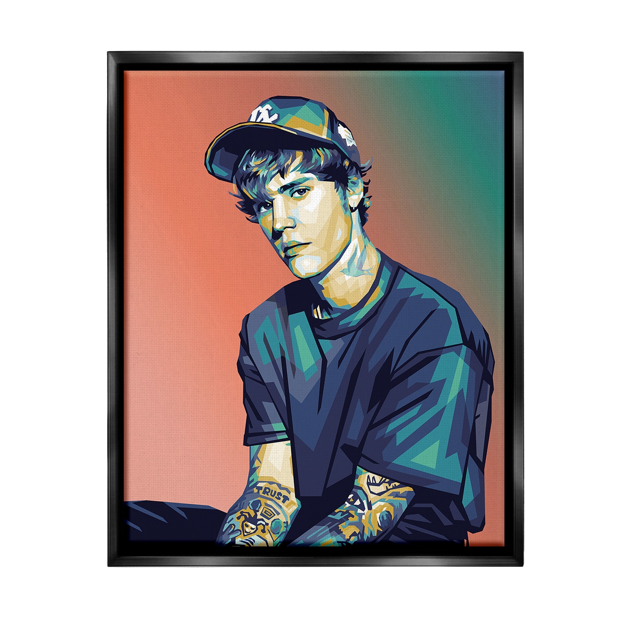 Stupell Justin Portrait with Hat Framed Floater Canvas Wall Art Design By Birch&Ink