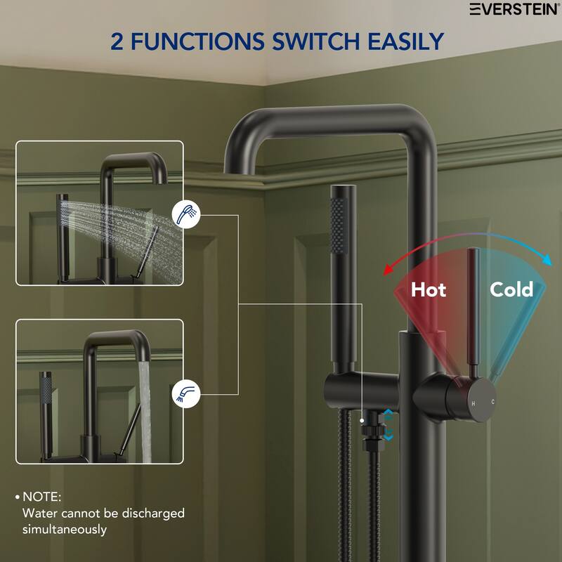 Freestanding Tub Faucet with Hand Shower,Modern Floor-Mount Bathtub Faucet