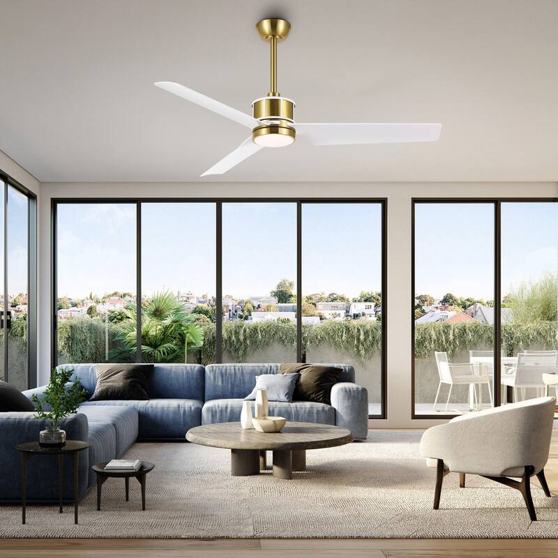52" Reversible 3-Blade Smart LED Ceiling Fan with Remote Control and Light Kit