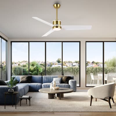 52" Reversible 3-Blade Smart LED Ceiling Fan with Remote Control and Light Kit