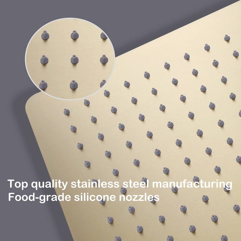 Super-thin 12'' Rotatable High Pressure Rain Shower Head with Self-Cleaning and Aerating Technology in Black / Gold