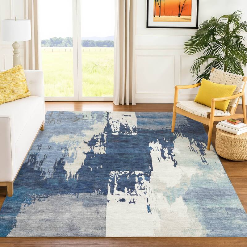 Machine Washable Indoor/ Outdoor Contemporary Fusion Chantille Rug