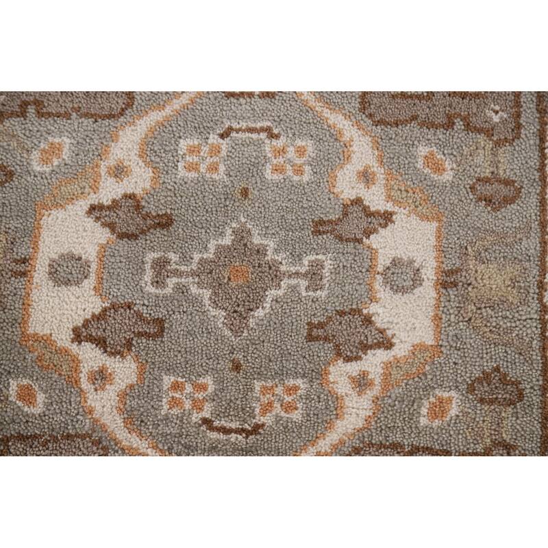 All-Over Oushak Oriental Runner Rug Handmade Wool Carpet - 2'7"x 15'6"