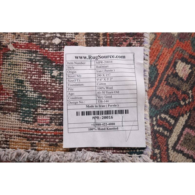 Garden Design Bakhtiari Persian Vintage Ug Hand-Knotted Wool Carpet - 5'2"x 9'6"