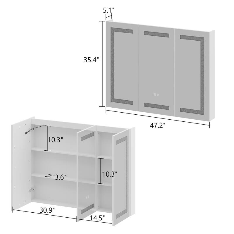 Wall LED Bathroom Cabinet with Lighting and Defogger Medicine Cabinet