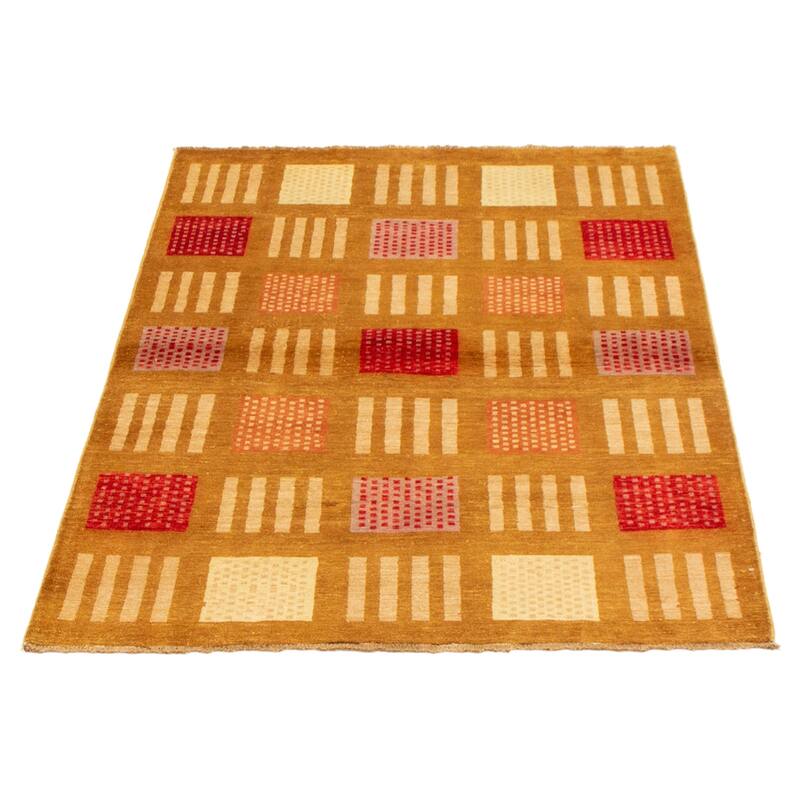 ECARPETGALLERY Hand-knotted Finest Peshawar Ziegler Gold Wool Rug - 4'0 x 6'0
