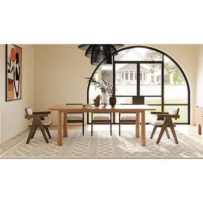 Modrest Rhea Modern 87" Natural Acacia Rectangular Dining Table - Beige