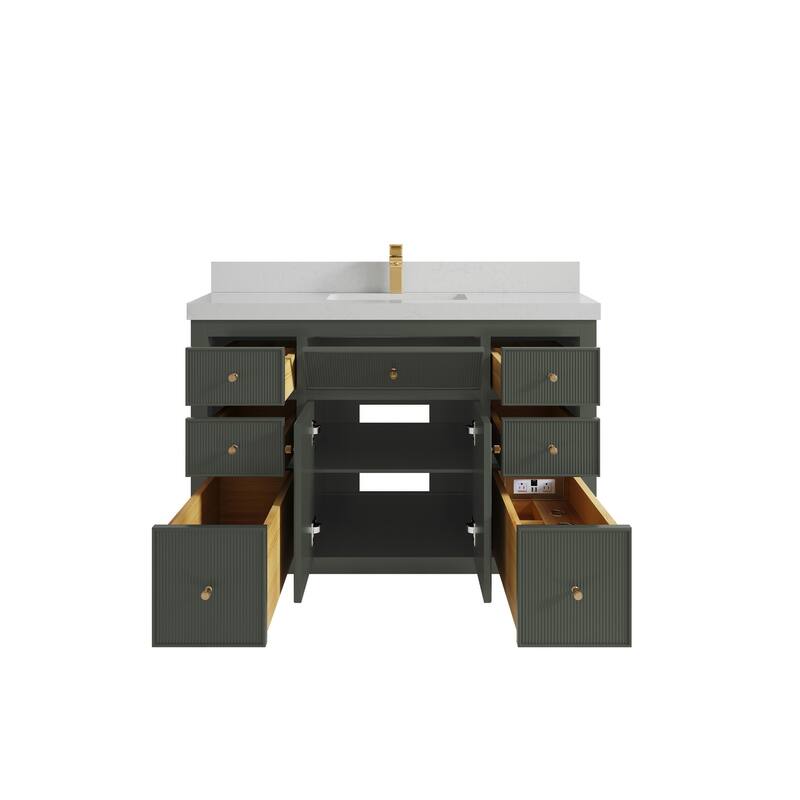 Willow Collections 48 in W x 22 in D Sonoma Free Standing Reeded Single Sink Bathroom Vanity with Countertop