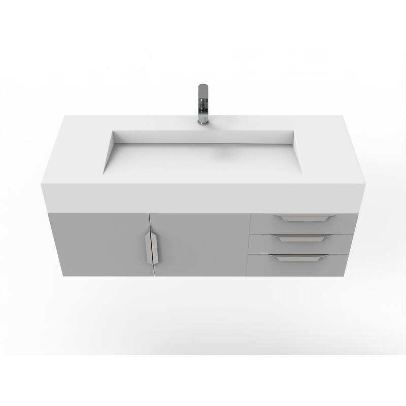 Nile 48" Wall Mounted Bathroom Vanity Set w/ White Top
