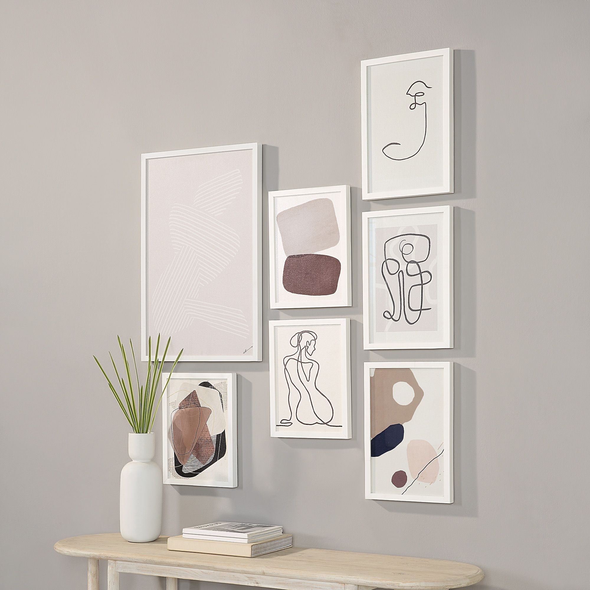 Renwil Priyanka Canvas 7-Piece Wall Art with White Frame