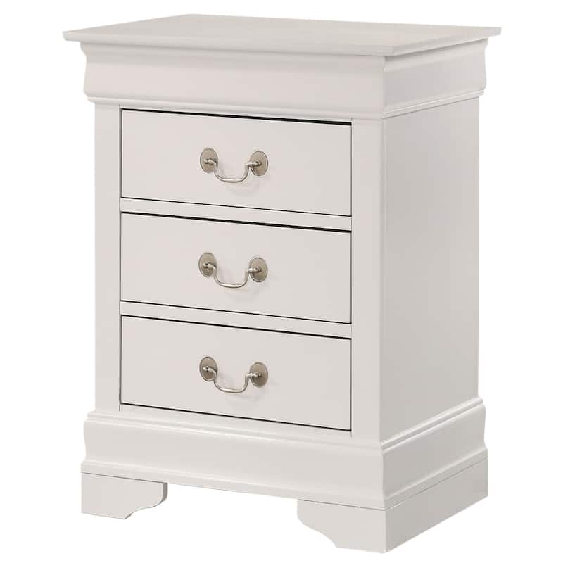 White Nightstand 29x21x16 with Three Spacious Drawers, Compact Bedside Table for Bedroom Storage and Clean Modern Finish