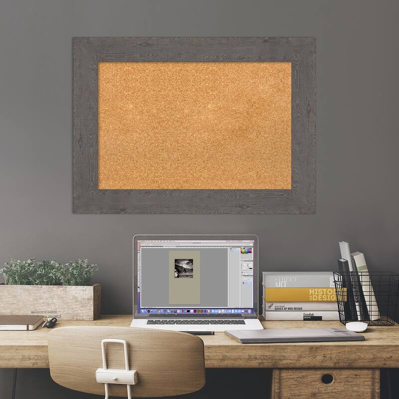 Rustic Plank Framed Cork Bulletin Memo Board