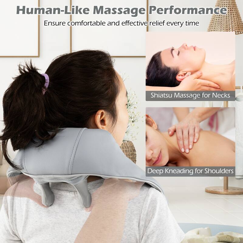 Electric Shiatsu Neck and Shoulder Massager with Adjustable Straps and Soothing Heat Function - 7" x 20" x 6.5"