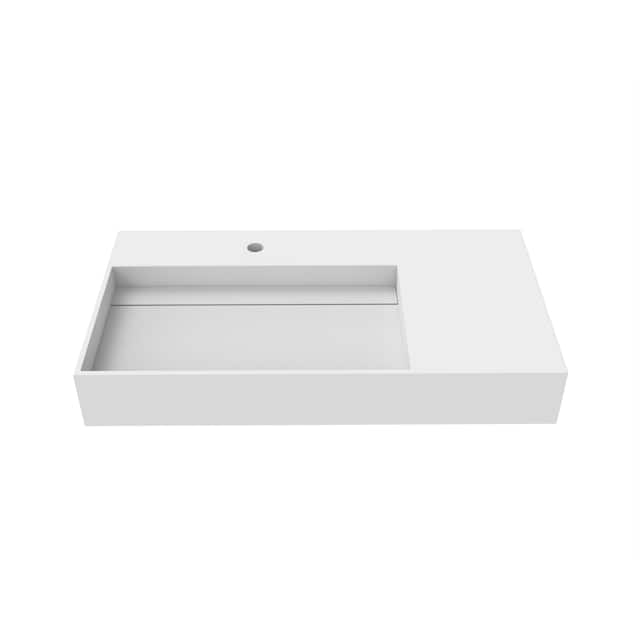 Juniper 36" Solid Surface Bathroom Vanity Top - Left Basin - White