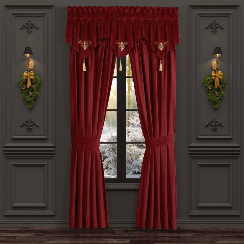 J. Queen New York Noelle Christmas Window Panel Pair - Crimson
