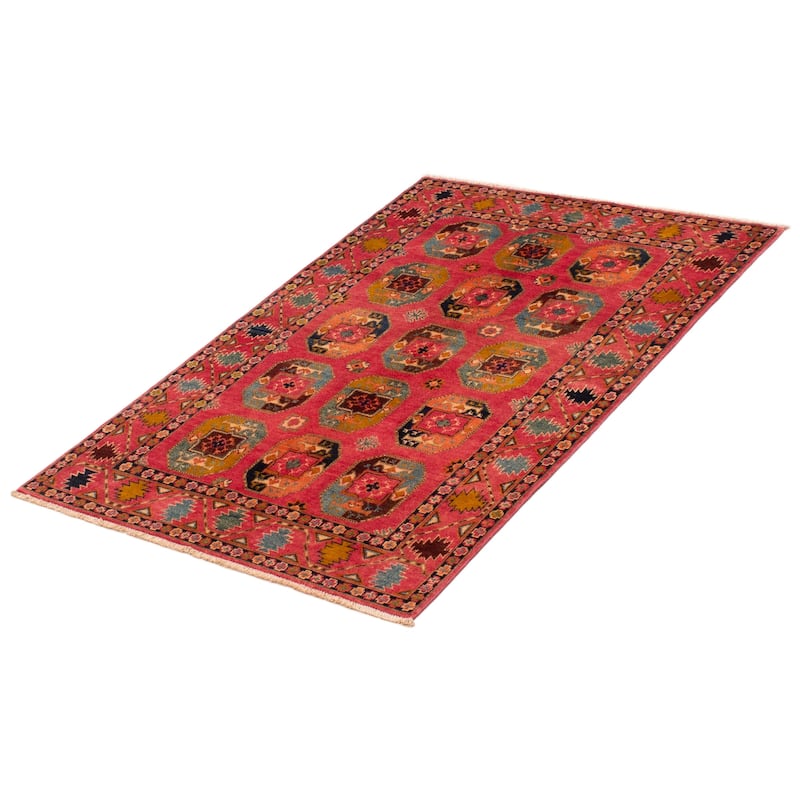 ECARPETGALLERY Hand-knotted Uzbek Ghazni Pink Wool Rug - 3'11 x 5'10