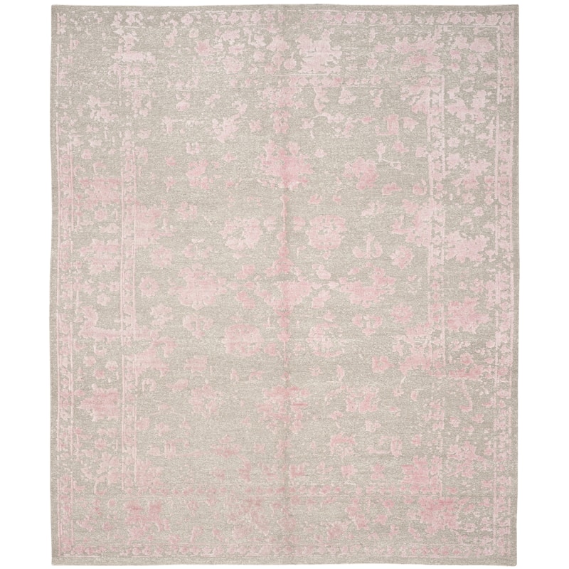 SAFAVIEH Couture Hand-knotted Centennial Saila Modern Abstract Silk Rug - 8' x 10' - Silver/Rose