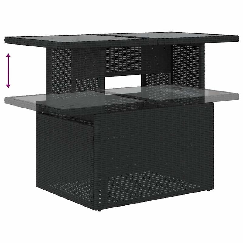 vidaXL Patio Sofa Set with Cushions Table and Couches 9 Piece Poly Rattan - 24.4" x 24.4" x 27.2"