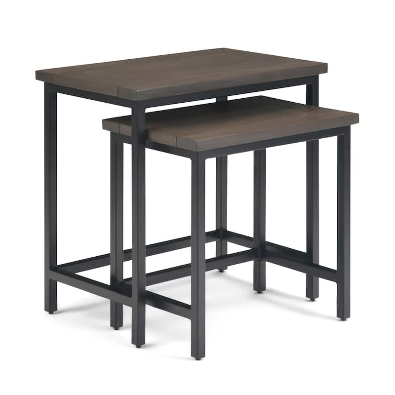 WYNDENHALL Rhonda SOLID MANGO WOOD and Metal 25 inch Wide Rectangle Industrial Nesting 2 Pc Side Table, Fully Assembled