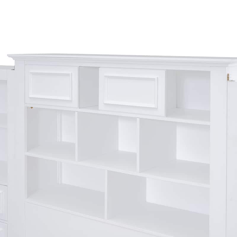Roomfitters Twin Size Wood Platform Bed with All-in-One Storage Cabinet and Multiple Drawers
