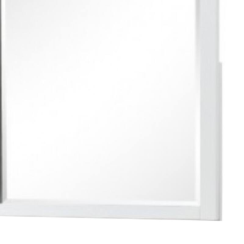 Tela Dresser Mirror, White Pinewood Frame, Dark Brown Top, 36 Inch - White, Dark Brown