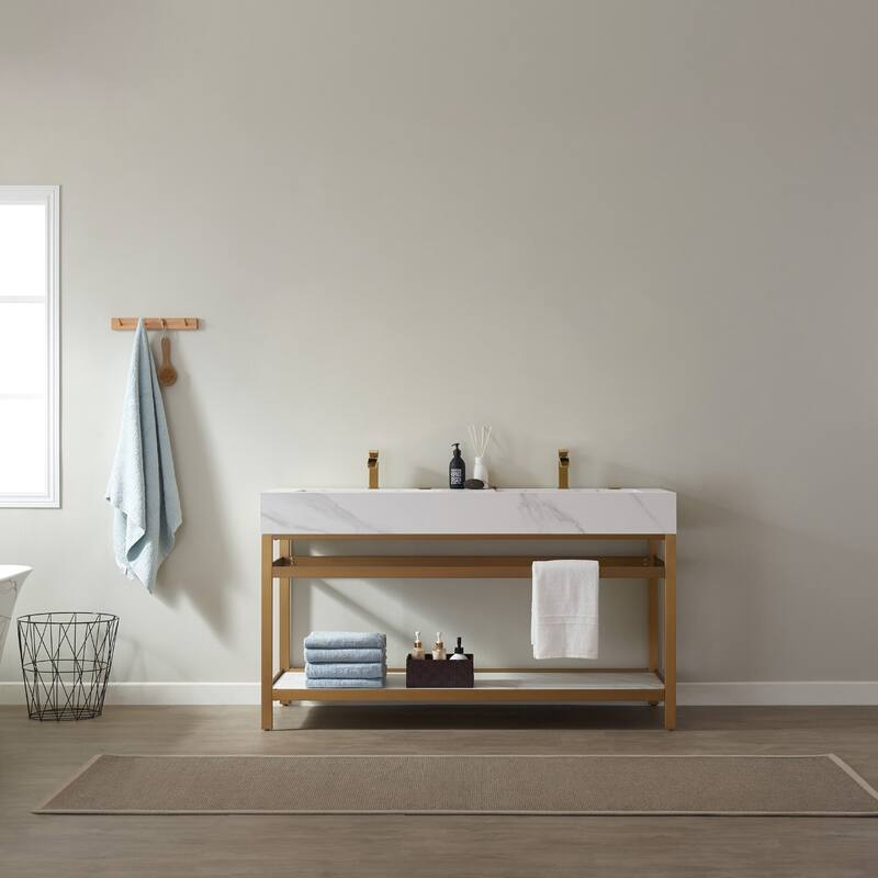 Bilbao 60" Vanity ,stainless steel bracket and Countertop,no Mirror