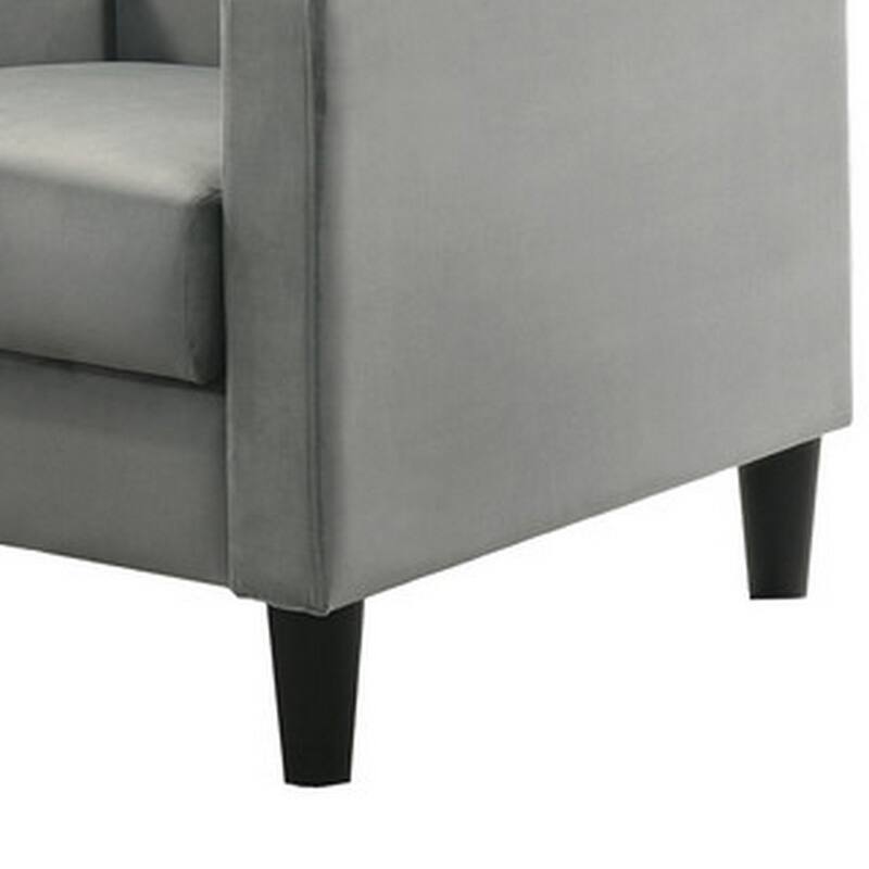 Oz Living Room Set with 2 Velvet Armchairs, Wood Accent End Table, Gray