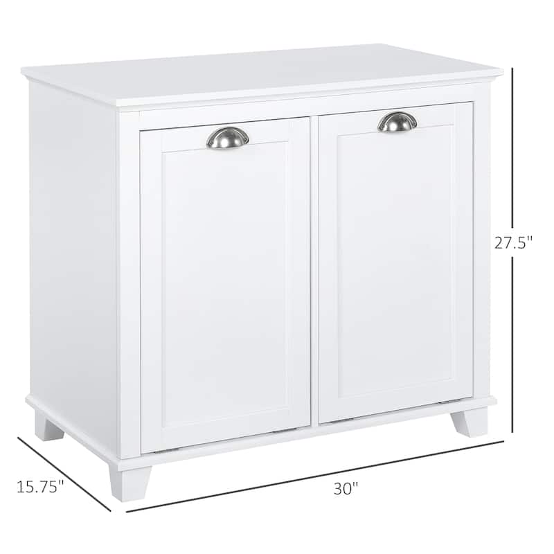 Tilt-Out Laundry Hamper Bathroom Storage Cabinet for Clothes, Minimalist Floor Corner Cabinet with Handles